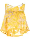 Gemy Maalouf Semi-transparentes Top In Yellow