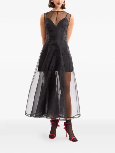Gemy Maalouf Sheer Organza Midi Dress In Multi