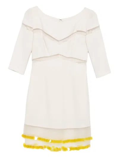 Gemy Maalouf Sheer-panelled Sequinned Dress In White