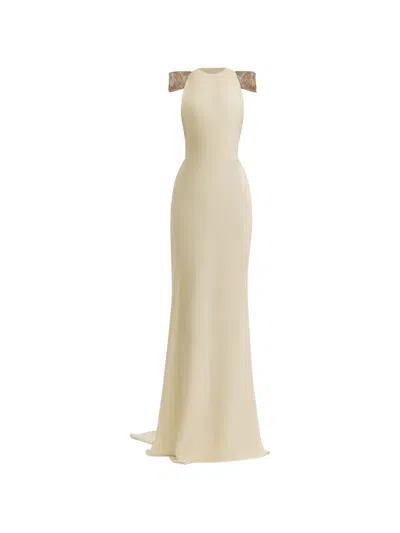 Gemy Maalouf Shoulder-detail Gown In Neutral