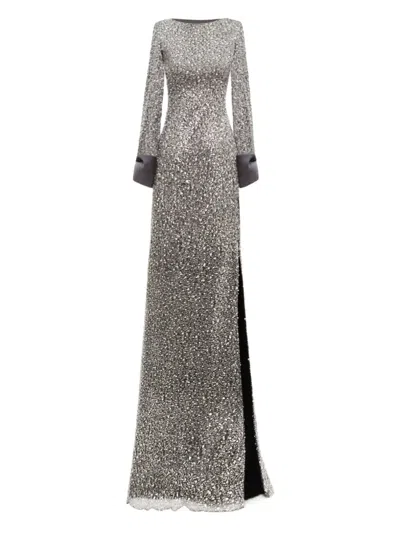 Gemy Maalouf Side-slit Maxi Dress In Gray