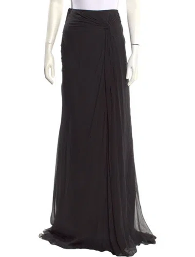 Pre-owned Gemy Maalouf Silk Long Skirt In Black