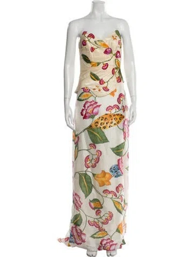 Pre-owned Gemy Maalouf Silk Printed Skirt Set In Neutral