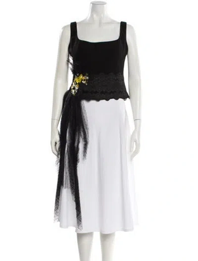 Pre-owned Gemy Maalouf Square Neckline Sleeveless Top In Black
