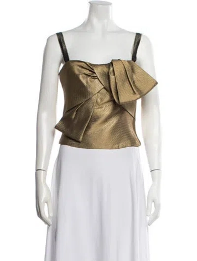 Pre-owned Gemy Maalouf Square Neckline Sleeveless Top In Gold