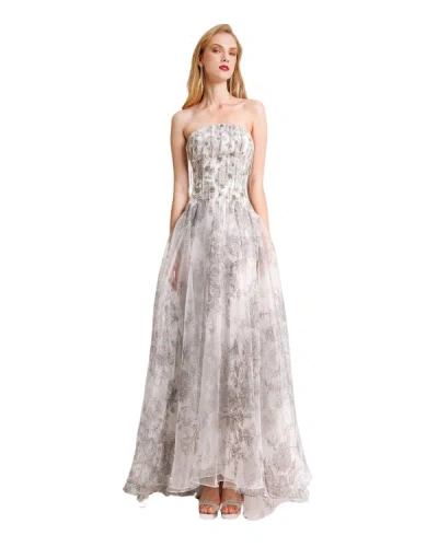 Gemy Maalouf Strapless Beaded Dress - Long Dresses In Grey