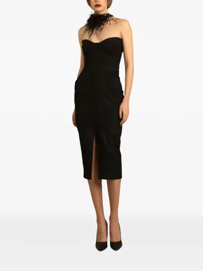 Gemy Maalouf Strapless Corset Midi Dress In Black