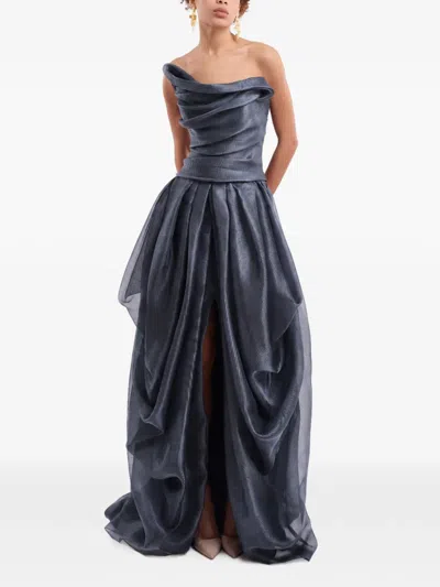 Gemy Maalouf Strapless Draped Gown In Animal Print