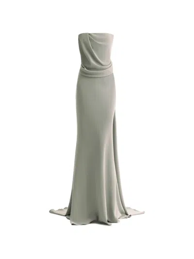 Gemy Maalouf Strapless Draped Maxi Dress In Gray