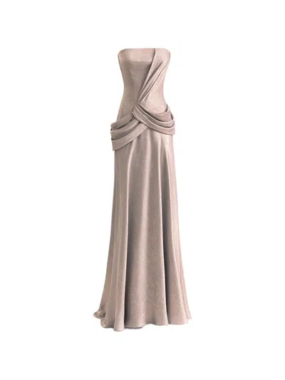 Gemy Maalouf Strapless Draped Maxi Dress In Pink