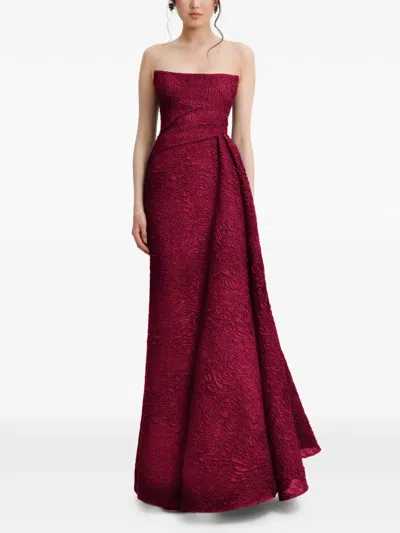 Gemy Maalouf Strapless Draped Maxi Dress In Red