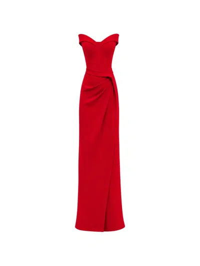 Gemy Maalouf Strapless Draped-detail Dress In Red