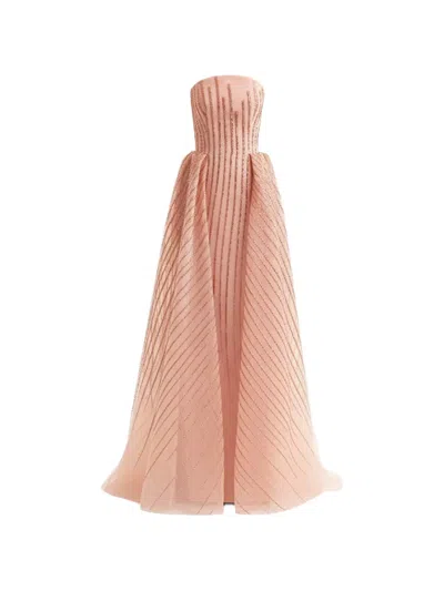 Gemy Maalouf Strapless Embellished Gown In Pink