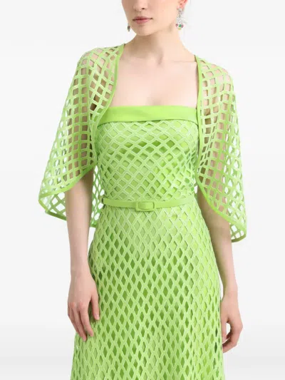 Gemy Maalouf Strapless Flared Dress Bolero In Green