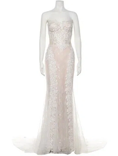 Pre-owned Gemy Maalouf Strapless Long Dress In Neutral