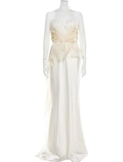 Pre-owned Gemy Maalouf Strapless Long Dress In Neutrals