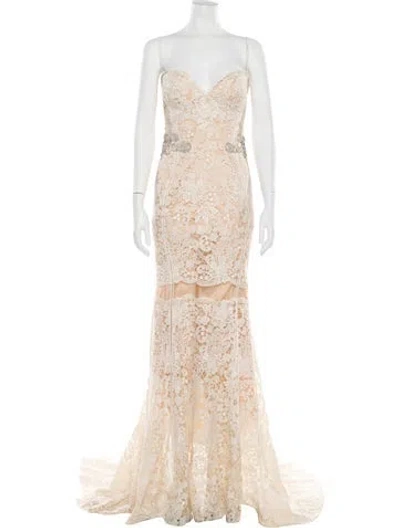 Pre-owned Gemy Maalouf Strapless Long Dress In Neutrals
