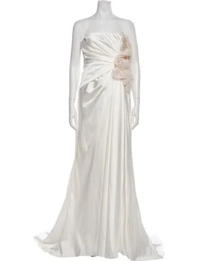 Pre-owned Gemy Maalouf Strapless Long Dress In Neutrals