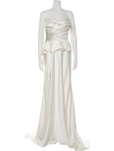 Pre-owned Gemy Maalouf Strapless Long Dress W/ Tags In Neutral