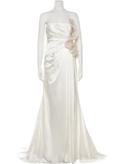 Pre-owned Gemy Maalouf Strapless Long Dress In White