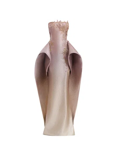 Gemy Maalouf Strapless Ombré Maxi Dress In Brown