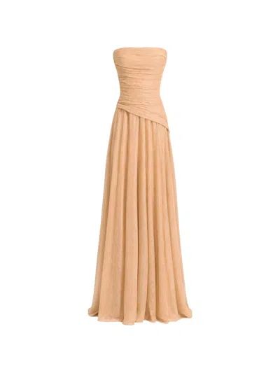 Gemy Maalouf Strapless Ruched Dress In Orange