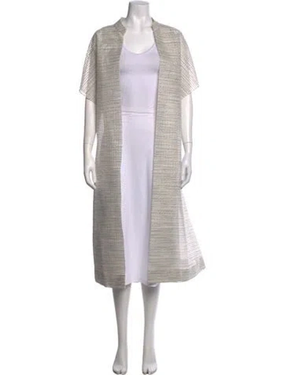 Pre-owned Gemy Maalouf Striped Open Front Sweater In Neutrals
