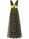 Gemy Maalouf Striped Sleeveless Gown In Yellow