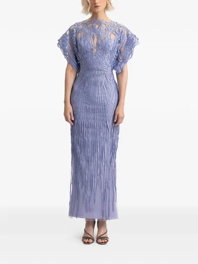 Gemy Maalouf Structured Half-sleeves Dress In Purple