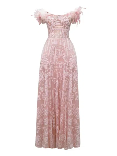 Gemy Maalouf Structured Underskirt Gown In Pink