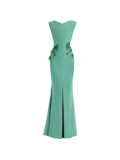 Gemy Maalouf Structured-neckline Maxi Dress In Green