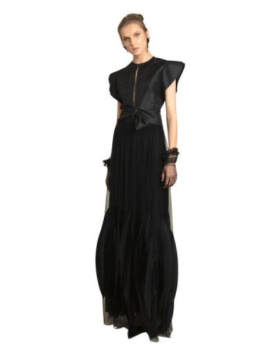 Gemy Maalouf Taffeta Laser Cut Long Dress - Long Dresses In Black