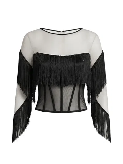 Gemy Maalouf Tassel-embellished Corset Top In Multi