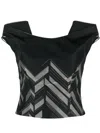 Gemy Maalouf V-back Chevron-pattern Top In Black