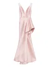 Gemy Maalouf V-neck Ruffled Gown In Pink