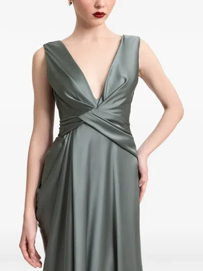 Gemy Maalouf V-neckline Maxi Dress In Green