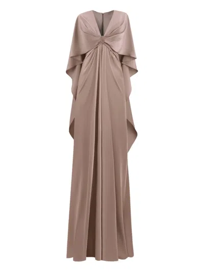 Gemy Maalouf V-neck Draped Gown In Nude