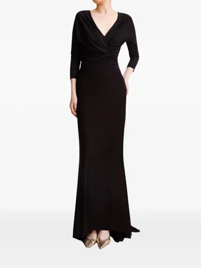 Gemy Maalouf V-neck Draped Maxi Dress In Black