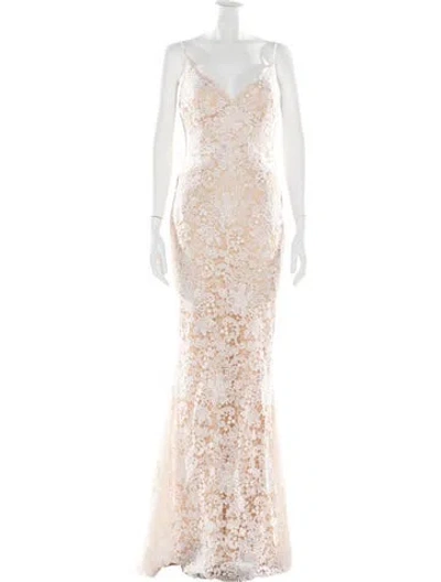 Pre-owned Gemy Maalouf V-neck Long Dress In Neutral