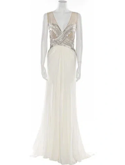 Pre-owned Gemy Maalouf V-neck Long Dress W/ Tags In Neutral