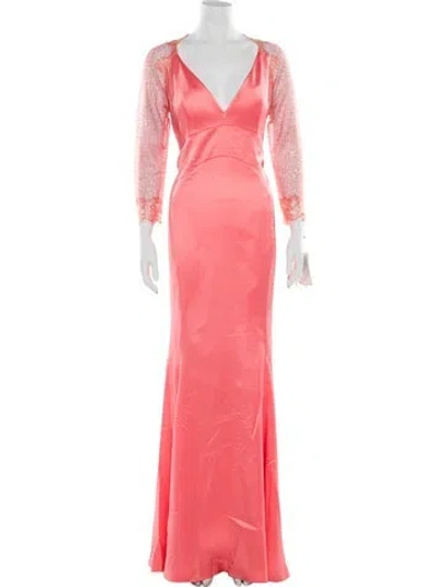 Pre-owned Gemy Maalouf V-neck Long Dress W/ Tags In Pink