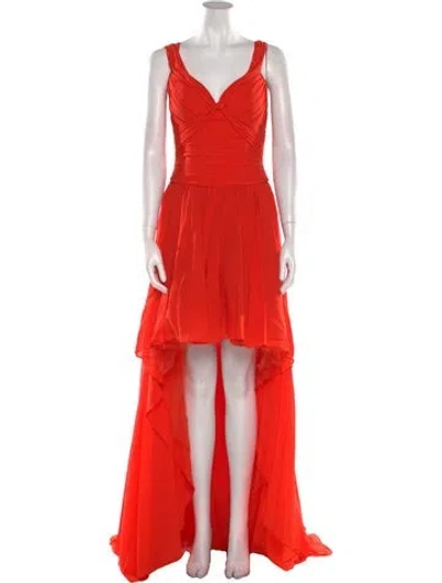 Pre-owned Gemy Maalouf V-neck Long Dress W/ Tags In Red