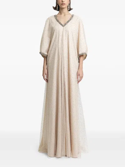 Gemy Maalouf V-neck Loose-cut Maxi Dress In Neutral