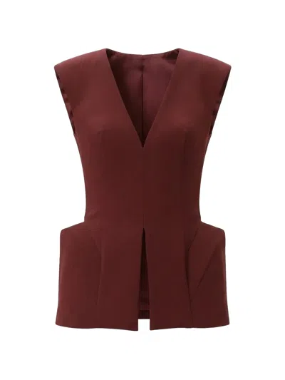 Gemy Maalouf V-neck Peplum Top In Brown