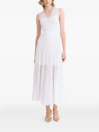 Gemy Maalouf V-neck Pleated Midi Dress In White