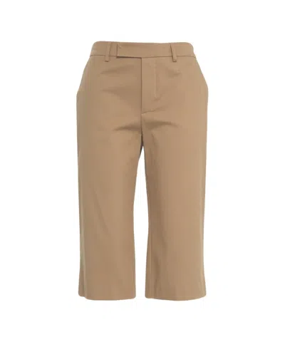Gender Beige Cotton Capri Pants With Tailored Silhouette In Brown