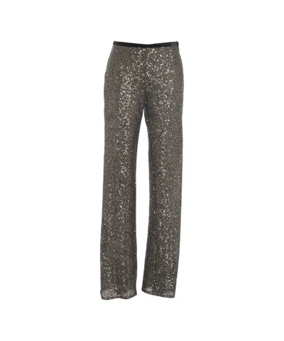 Gender Black Straight-leg Trousers With All-over Sequin Detailing In Gray
