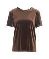 Gender Bronze Round Neck T-shirt With Velvety Texture In Brown