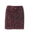 Gender Burgundy Mini Skirt With Sparkling Sequin Embellishment In Burgundy