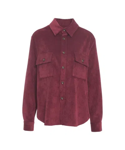 Gender Corduroy Blouse With Classic Collar In Purple